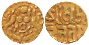 Chandellas of Mahoba/Khajuraho, Madana Varma Deva, Gold 41/2 Masha, 4.06g, obv. Goddess La