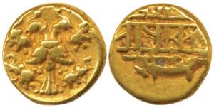 Vijayanagar, Achyuta Deva Raya (1529-1542 AD), Gold ½ Pagoda, 1.64g, two headed mythical b