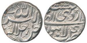 Akbar, Silver Rupee, 11.24g, Lahore Mint, Ilahi type, Month Ardibihisht, Year 41. Broad fl