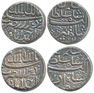 Jahangir as Salim, Silver Rupee, Ahmedabad Mint, Month Azar, Mihr, RY 2 and 5, as pre-acce