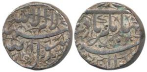 Jahangir, Silver Rupee, 11.38g, mint name off flan, Kalima on rev., (KM 141.1). Very Fine+