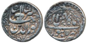 Jahangir, Silver Rupee, 11.11g, Lahore Mint, Month Bahaman, ornamental type (KM 145.11). V
