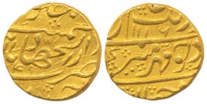 Aurangzeb, Gold Mohur, Haiderabad Dar-ul-Jihad Mint, AH 1116/49, mint name on the bottom l