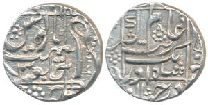 Aurangzeb, Silver Rupee, Junagadh Mint, square-area type, mint name in the left margin on 