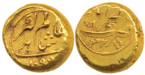 Aurangzeb, Gold Pagoda, Nasirabad (Dharwad) Mint, AH 1099/32. About Extremely Fine, Very R