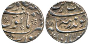 Aurangzeb, Silver ½ Rupee, 5.72g, Surat Mint, AH 1088 with Julus year at top. Extremely Fi