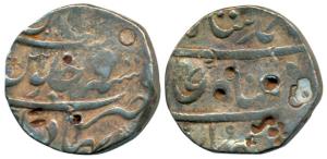 Muhammad Shah, Silver Rupee, 11.30g, Bahadurgadh Mint, RY 6. Fine+, Rare.