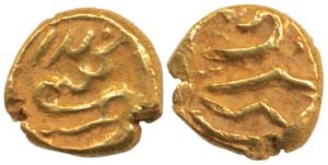 Alamgir II, Gold Fanam, 0.38g, Kolar Mint, with clear mint name on rev. Very Fine+, Scarce