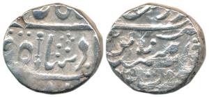 Silver Rupee, 11.13g, uncertain Maratha Mint, in the name of Shah Alam II, inverted spear 