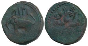 Tipu Sultan, Copper Paisa, Zafarabad Mint, AM 1218 (KM 143). Fine, Rare.
