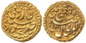 Tipu Sultan, Gold Pagoda, 3.34 g, Khursheed Sawad Mint, the denomination Faruqi and mint n