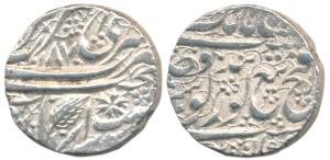 Amritsar Mint, Silver Rupee, 11.18g, Gobindshahi couplet and Pipal leaf, VS 1870, with dou