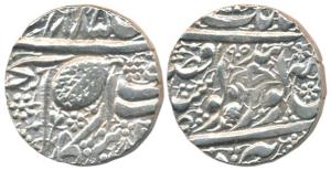 Amritsar Mint, Silver Rupee, 11.12g, Gobindshahi couplet and Pipal leaf, VS 1885/1905 (KM 