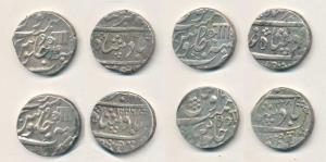 Anand Rao, Silver Rupee (4), Baroda Mint, in the name of Muhammad Akbar II, various full d