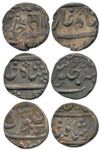 Anand Rao and Sayaji Rao II, Silver ½ Rupee (2), Baroda Mint, in the name of Muhammad Akba