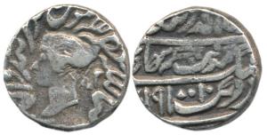Jaswant Singh, Silver Rupee, Bharatpur Mint, with the name and portrait of Queen Victoria,