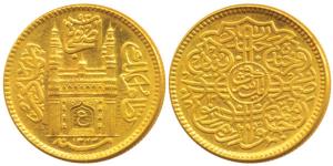 Mir Usman Ali Khan, Gold Ashrafi, 11.12g, Charminar on obv., AH 1343/14, (KM 57a). Brillia