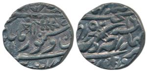 Takhat Singh (AH 1259-1290; 1843-1873 AD), Silver Rupee, Pali Mint, in the name of Shah Al