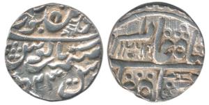 Takhat Singh, Silver Rupee, Sojat Mint, in the name of Shah Alam II, horizontal Katar (dag