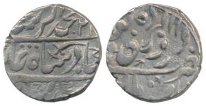 Jodhpur Dar al-Mansur Mint, Silver Rupee, in the name of Muhammad Akbar II, sword as mint 