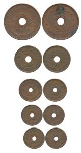 Vijayarajji, Copper Adhio, Payalo, Dhabu and Dhinglo, all dated VS 2000. Extremely Fine, S