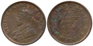 Copper ¼ Anna, George V, 1912, Calcutta Mint (KM 16). About Uncirculated, Rare in this gra