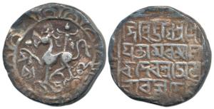 Amara Manikya (SEc 1499-1508; 1577-1586 AD), Silver Rupee, 10.50g, lion to left, with the 