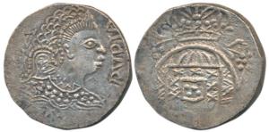 Goa, Padro IV, Silver Rupee, 10.92g, diademed head to right on obv., crowned arms on rev.,