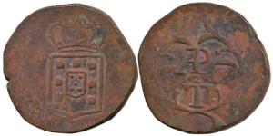 Goa, Miguel, Copper ½ Tanga, 20.15g, crowned arms on obv., value AP/T in center on rev., i