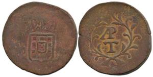 Goa, Miguel, Copper Tanga, 39.4g, crowned arms on obv., value AP/T in center on rev., issu