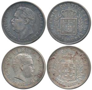 Luiz I (Ludwik) and Carlos I, Silver Rupee (2), 1882 and 1903. Extremely Fine, Rare in thi