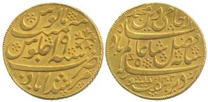 Murshidabad Mint, Gold Mohur, 12.34g, in the name of Shah Alam II, AH 1202/19, 1793-1818 A