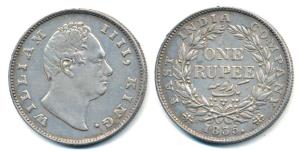 William IV, Silver Rupee, 1835, ’F’ raised. Very Fine+.