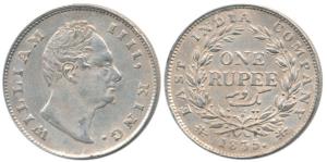 William IV, Silver Rupee, 1835, F(i), A/I, 19 Berries, two leaves. Very Fine+.
