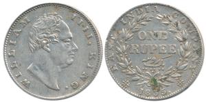 William IV, Silver Rupee, 1835, F(i), A/II, 19 Berries, two leaves. Very Fine.
