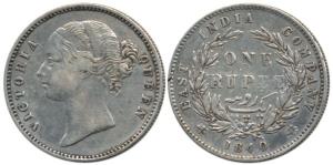 Victoria Queen, Silver Rupee, 1840, divided legend, WW incused. Very Fine.