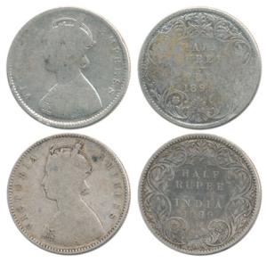 Victoria Empress, Silver ½ Rupee, 1899, A / I / ’B’ incuse and A / I / ’C’ incuse. Good to