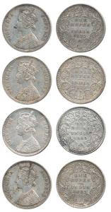 Victoria Empress, Silver Rupee (4), 1877, 1878, 1880 and 1882. Very Fine to Extremely Fine