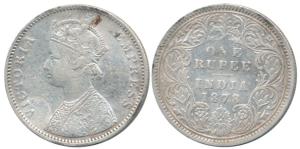 Victoria Empress, Silver Rupee, 1878, A3 / I / Dot. Very Fine, Scarce.