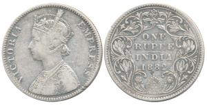 Victoria Empress, Silver Rupee, 1882, A3 / IV / Dot. Fine+, Very Rare.