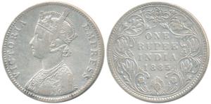 Victoria Empress, Silver Rupee, 1885, A3 / IV / ’B’ incuse. Very Fine, Rare.