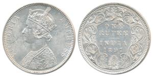 Victoria Empress, Silver Rupee, 1897, Bombay Mint, C2 / I / ’B’ incused. About Extremely F