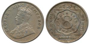 George V, Cupro-Nickel 8 Annas, 1919, Bombay Mint. Very Fine.