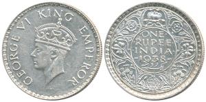 George VI, Silver Rupee, 1938, Bombay Mint, with dot. Extremely Fine, Scarce.
