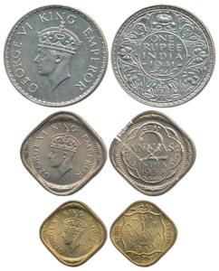 George VI, Silver Rupee, 1941; ½ Anna, 1942; 2 Annas, 1939, Second Head. Extremely Fine, t