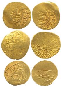 Timurid, Shah Rukh, Gold Mishqal, total wt 3g. Very Fine. (3)