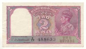 George VI, Rupees 2, 1944, signed C. D. Deshmukh, (J&R 2.2). About Extremely Fine, Scarce.