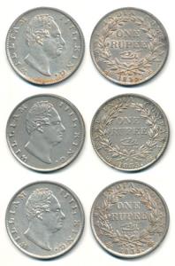 William IV, Silver Rupee, 1835, Dug out ’F’ incuse, A / III / 19 Berries. Very Fine+. (3)
