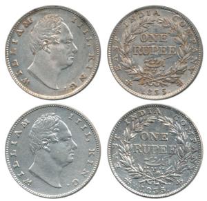 William IV, Silver Rupee, 1835, RS incuse, B / II / 20 Berries. Very Fine to Very Fine+, S