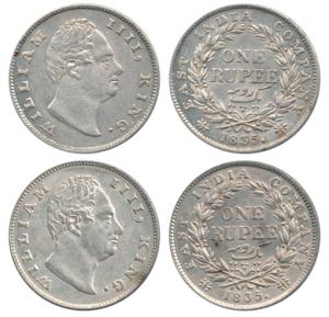 William IV, Silver Rupee, 1835, ’F’ raised, A / I / 19 Berries. Very Fine to About Extreme